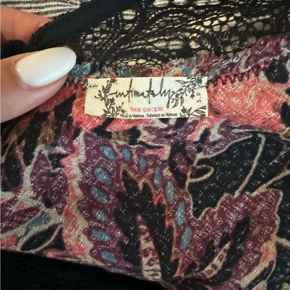 Free people black printed tunic dress size small